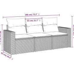vidaXL 4-delige Loungeset met kussens poly rattan beige