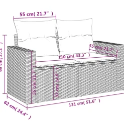 vidaXL 4-delige Loungeset met kussens poly rattan beige