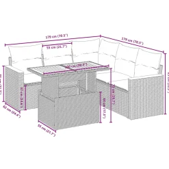 vidaXL 6-delige Loungeset met kussens poly rattan zwart