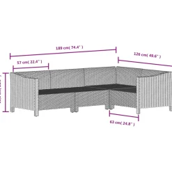 vidaXL 6-delige Loungeset met kussens poly rattan zwart