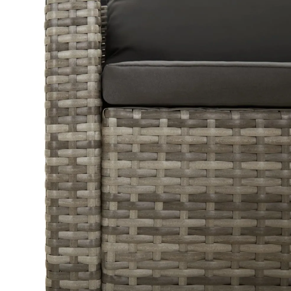 vidaXL 6-delige Loungeset met kussens poly rattan grijs