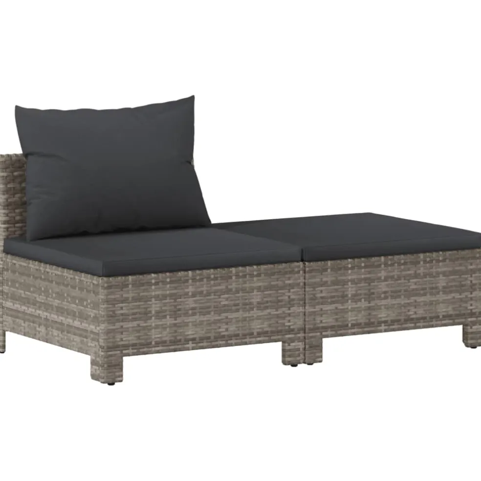 vidaXL 6-delige Loungeset met kussens poly rattan grijs