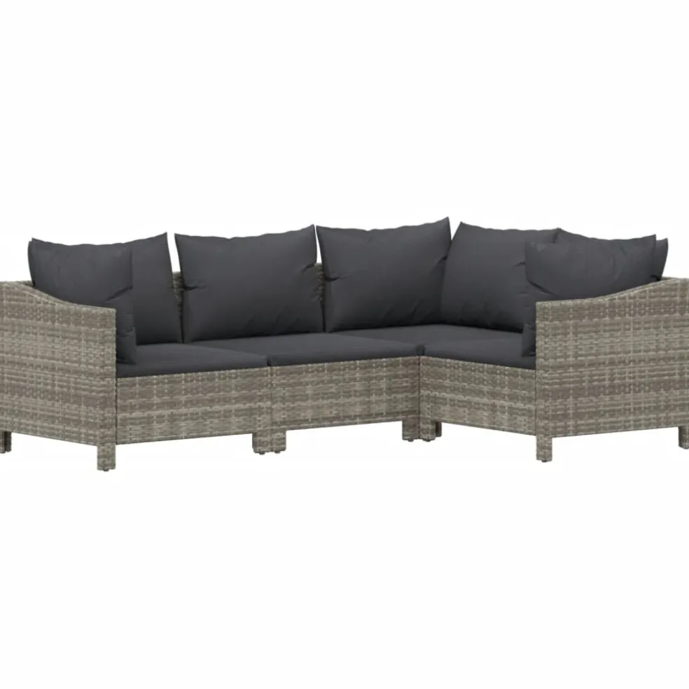 vidaXL 6-delige Loungeset met kussens poly rattan grijs