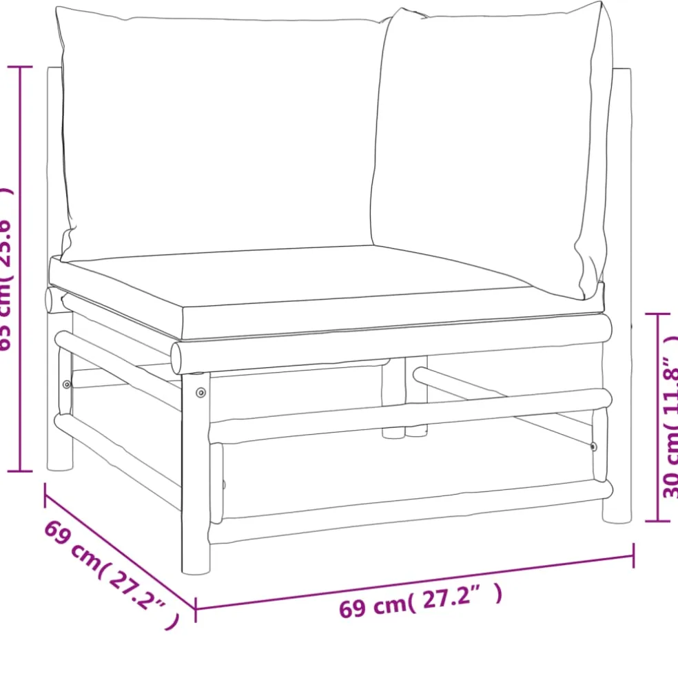 vidaXL 4-delige Loungeset met kussens bamboe lichtgrijs