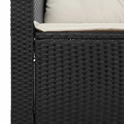 vidaXL 3-delige Loungeset met kussens poly rattan zwart