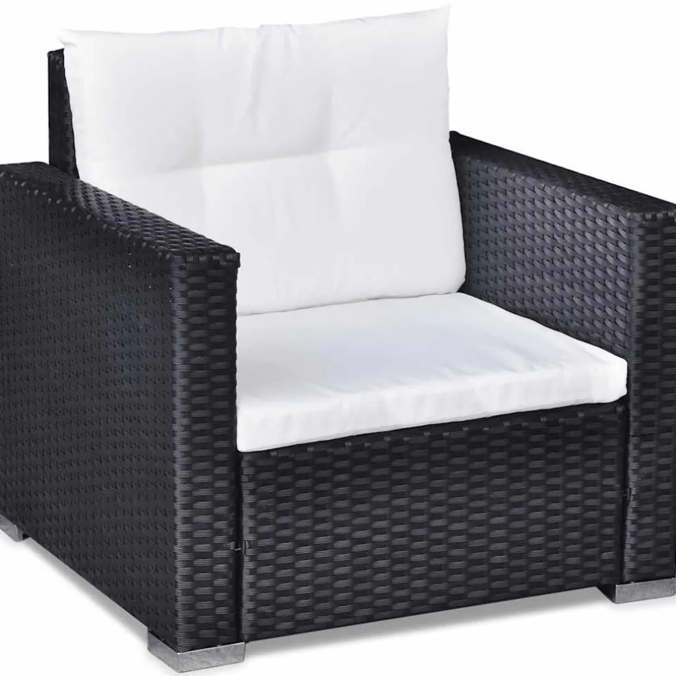 vidaXL 6-delige Loungeset met kussens poly rattan zwart