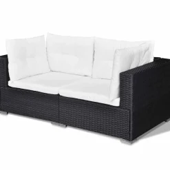 vidaXL 6-delige Loungeset met kussens poly rattan zwart