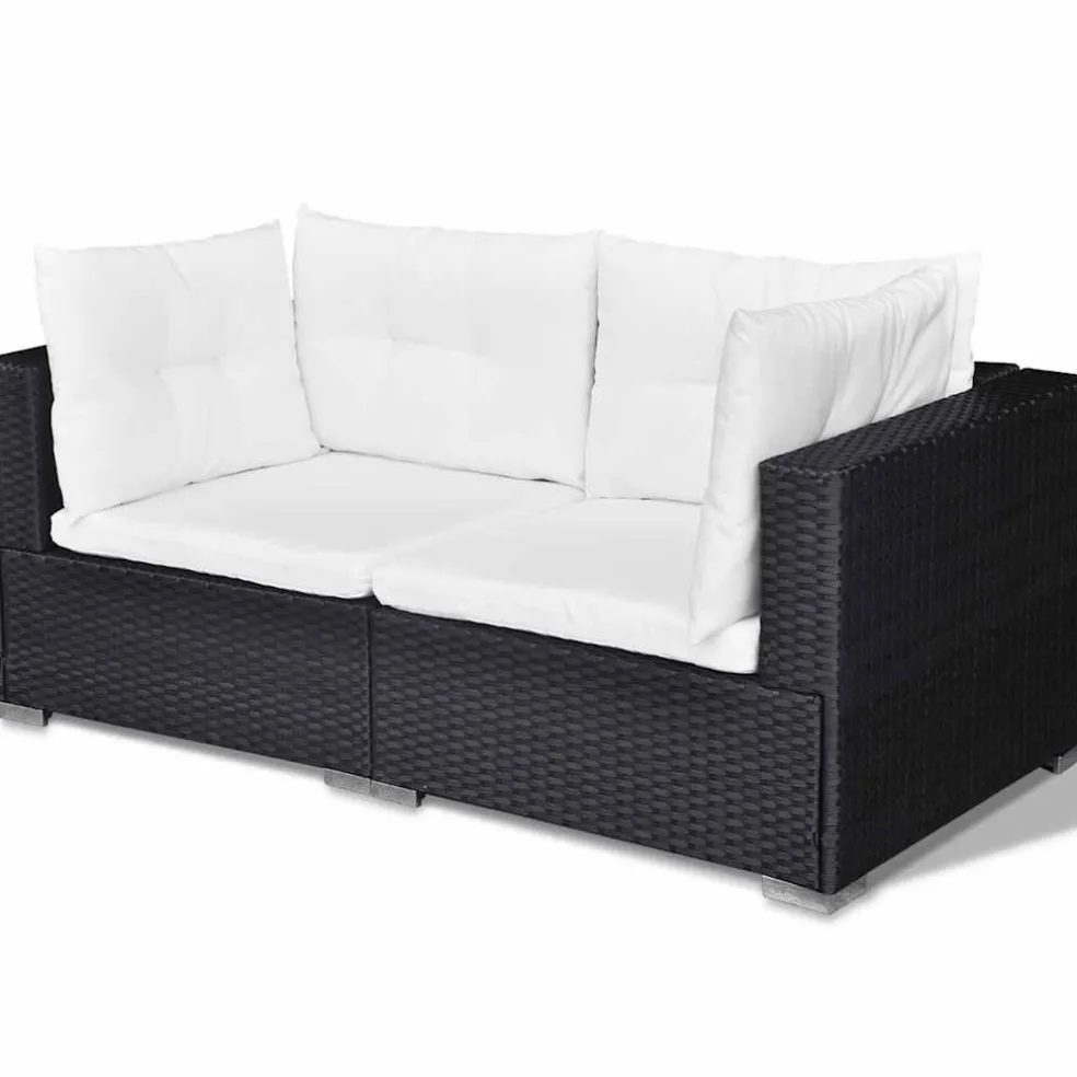 vidaXL 6-delige Loungeset met kussens poly rattan zwart