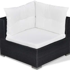 vidaXL 6-delige Loungeset met kussens poly rattan zwart