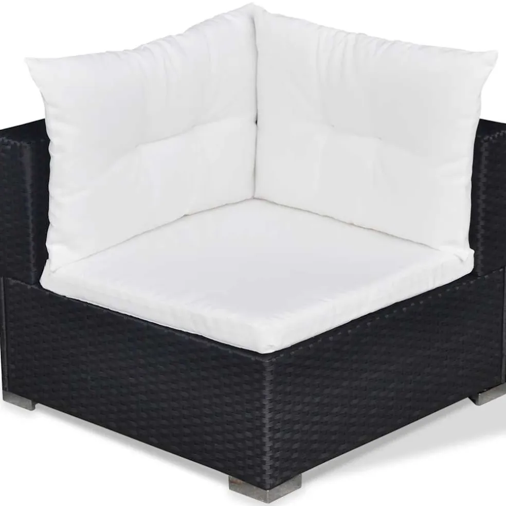 vidaXL 6-delige Loungeset met kussens poly rattan zwart