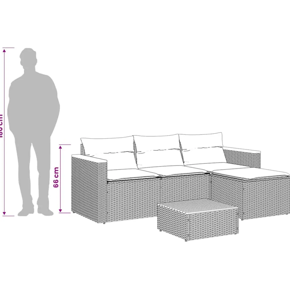 vidaXL 6-delige Loungeset met kussens poly rattan zwart