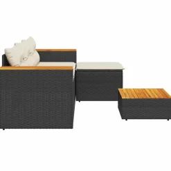 vidaXL 6-delige Loungeset met kussens poly rattan zwart