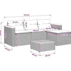 vidaXL 6-delige Loungeset met kussens poly rattan zwart
