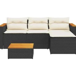vidaXL 6-delige Loungeset met kussens poly rattan zwart