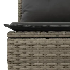 vidaXL 3-delige Loungeset met kussens poly rattan grijs