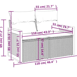 vidaXL 3-delige Loungeset met kussens poly rattan grijs