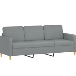 vidaXL 3-delige Loungeset met kussens stof lichtgrijs
