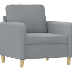 vidaXL 3-delige Loungeset met kussens stof lichtgrijs