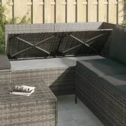 vidaXL 4-delige Loungeset met kussens poly rattan grijs