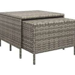 vidaXL 4-delige Loungeset met kussens poly rattan grijs