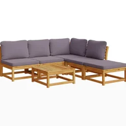 vidaXL 6-delige Loungeset met kussens massief acaciahout
