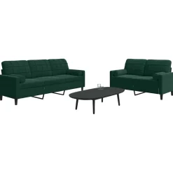 vidaXL 2-delige Loungeset met kussens en bolsters fluweel donkergroen