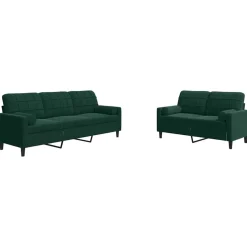 vidaXL 2-delige Loungeset met kussens en bolsters fluweel donkergroen
