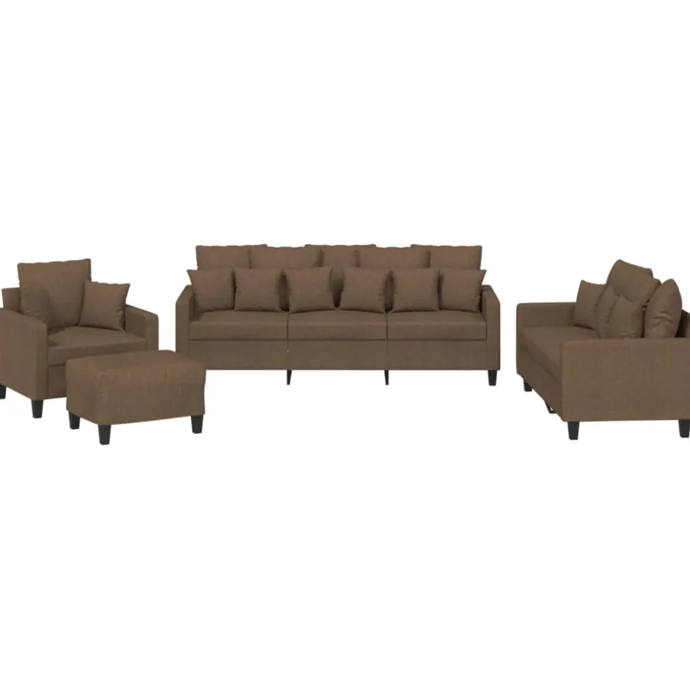 vidaXL 4-delige Loungeset met kussens stof bruin
