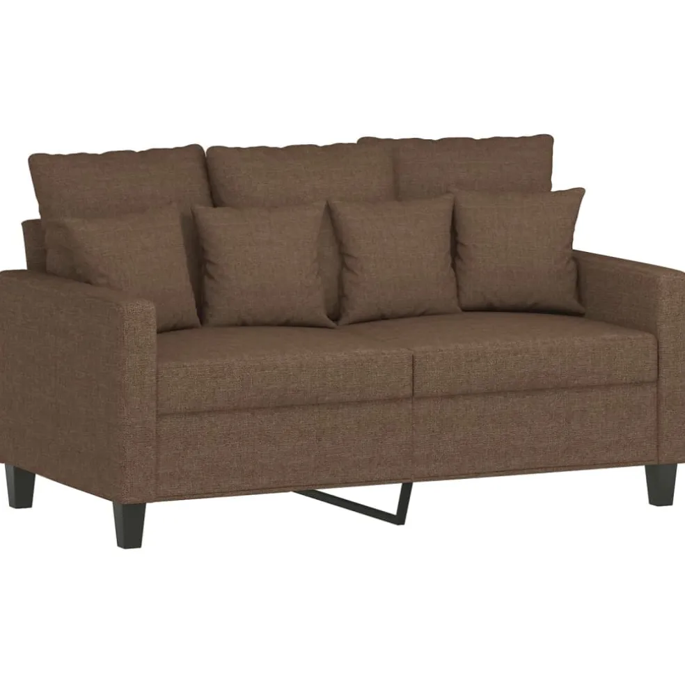 vidaXL 4-delige Loungeset met kussens stof bruin