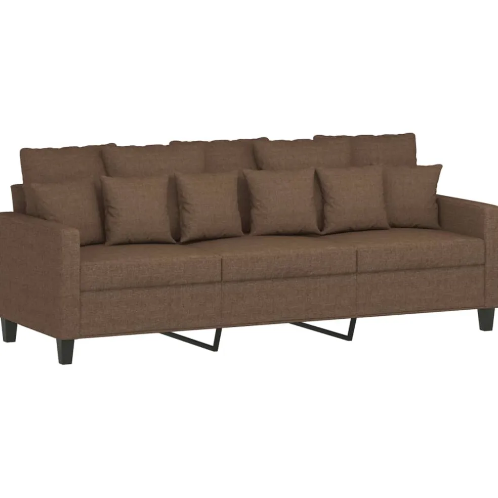 vidaXL 4-delige Loungeset met kussens stof bruin