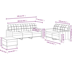 vidaXL 4-delige Loungeset met kussens stof bruin