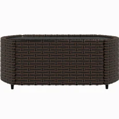 vidaXL 4-delige Loungeset met kussens poly rattan bruin