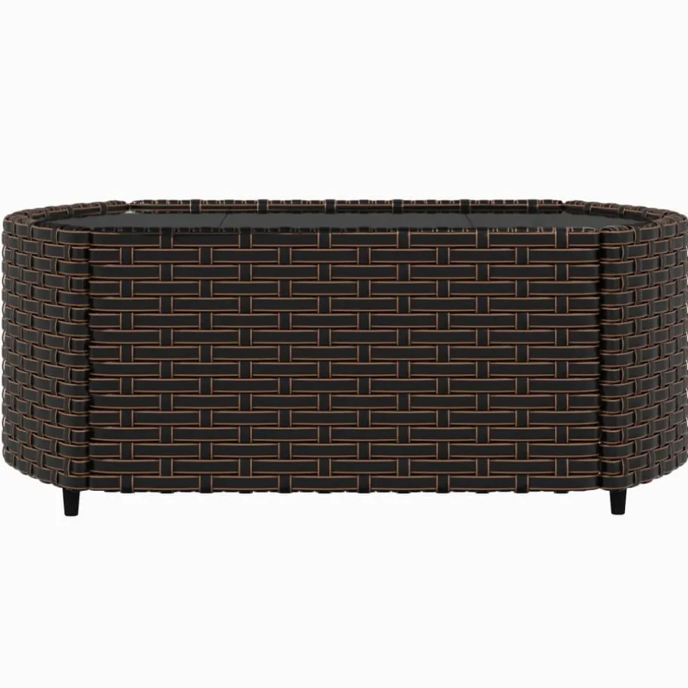 vidaXL 4-delige Loungeset met kussens poly rattan bruin