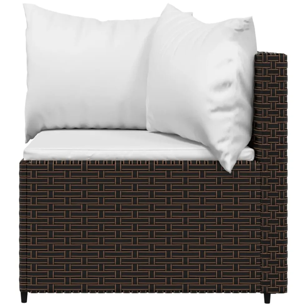 vidaXL 4-delige Loungeset met kussens poly rattan bruin