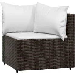 vidaXL 4-delige Loungeset met kussens poly rattan bruin