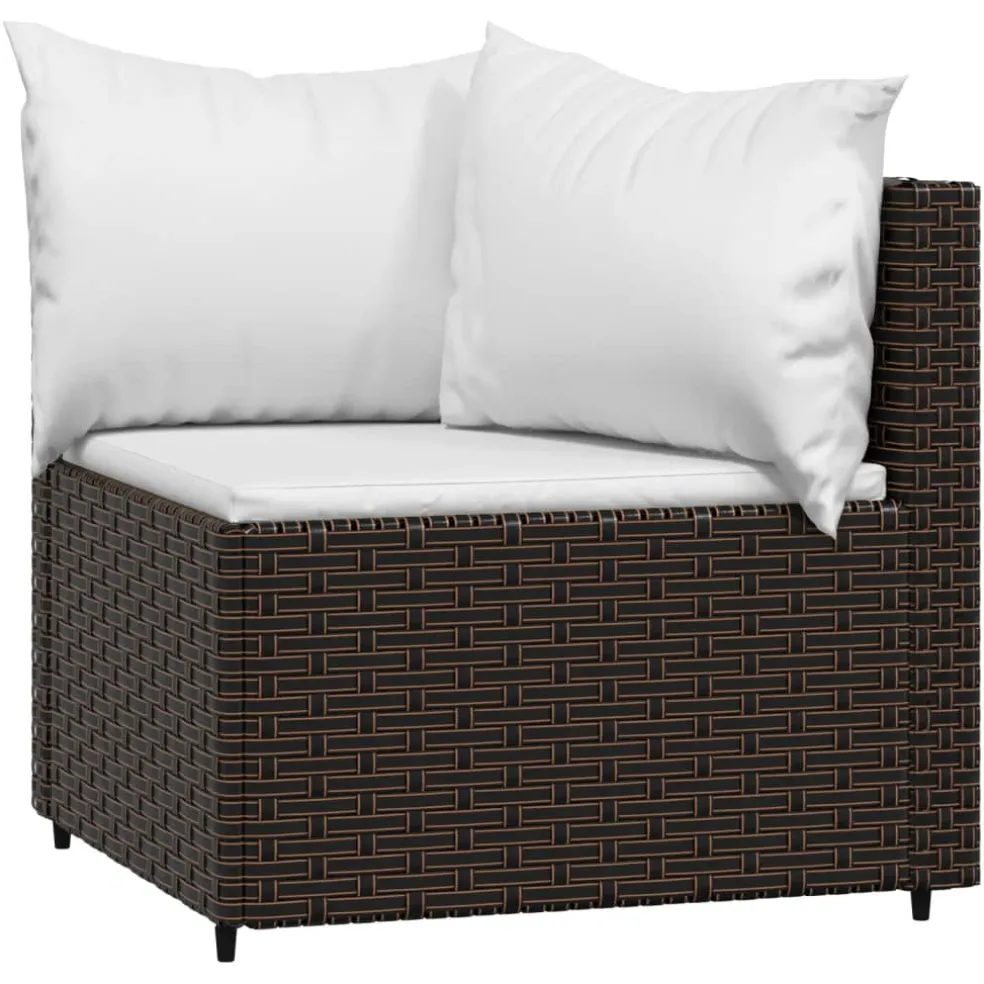 vidaXL 4-delige Loungeset met kussens poly rattan bruin