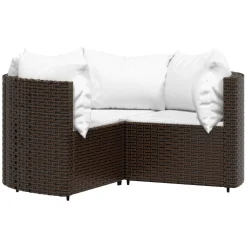 vidaXL 4-delige Loungeset met kussens poly rattan bruin