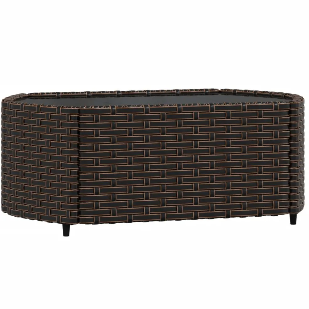 vidaXL 4-delige Loungeset met kussens poly rattan bruin