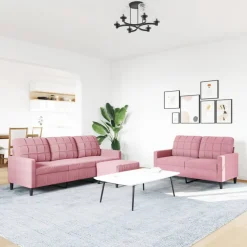 vidaXL 3-delige Loungeset met kussens fluweel roze