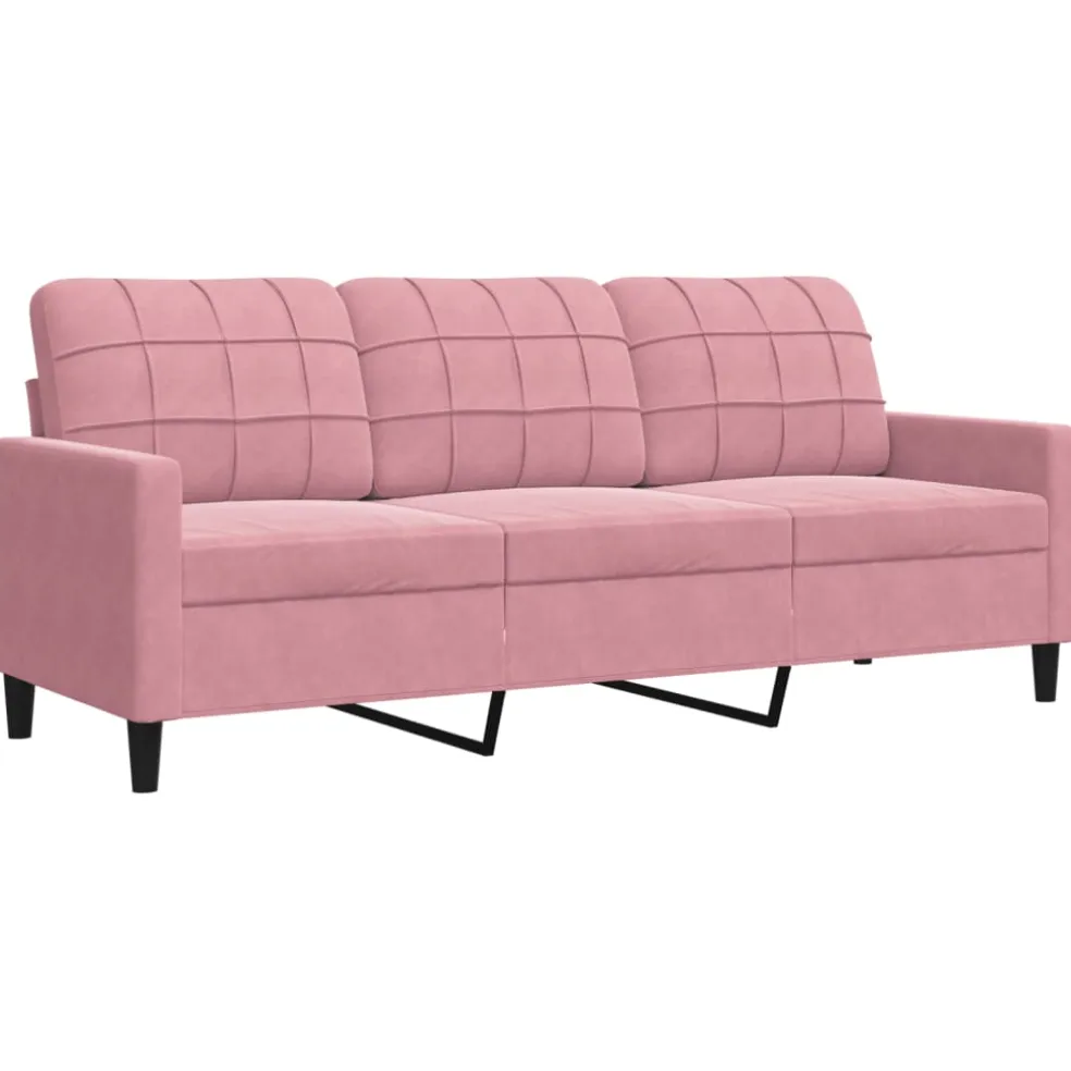 vidaXL 3-delige Loungeset met kussens fluweel roze