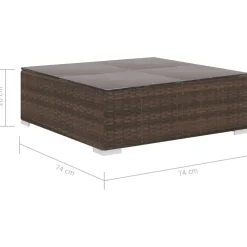 vidaXL 12-delige Loungeset met kussens poly rattan bruin