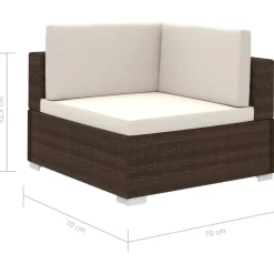 vidaXL 12-delige Loungeset met kussens poly rattan bruin