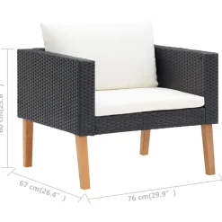 vidaXL 5-delige Loungeset met kussens bamboe groen