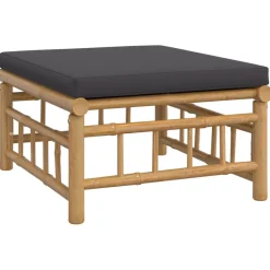 vidaXL 4-delige Loungeset met kussens bamboe donkergrijs