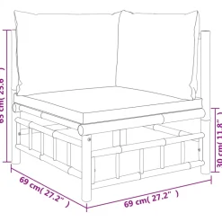 vidaXL 4-delige Loungeset met kussens bamboe donkergrijs