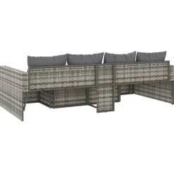 vidaXL 2-delige Loungeset met kussens poly rattan grijs
