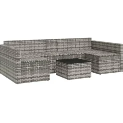 vidaXL 2-delige Loungeset met kussens poly rattan grijs