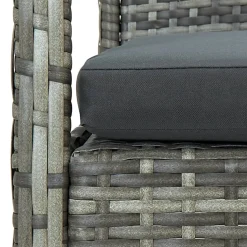 vidaXL 4-delige Loungeset met kussens poly rattan grijs
