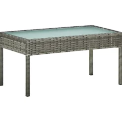 vidaXL 4-delige Loungeset met kussens poly rattan grijs