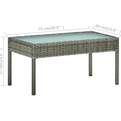 vidaXL 4-delige Loungeset met kussens poly rattan grijs